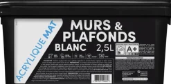 New Peinture acrylique pour murs/plafonds blanc mat 2,5L