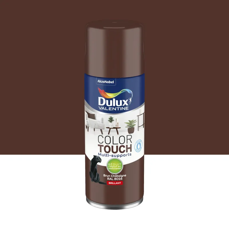 DULUX VALENTINE Peinture aérosol color touch brillant brun châtaigne 400ml