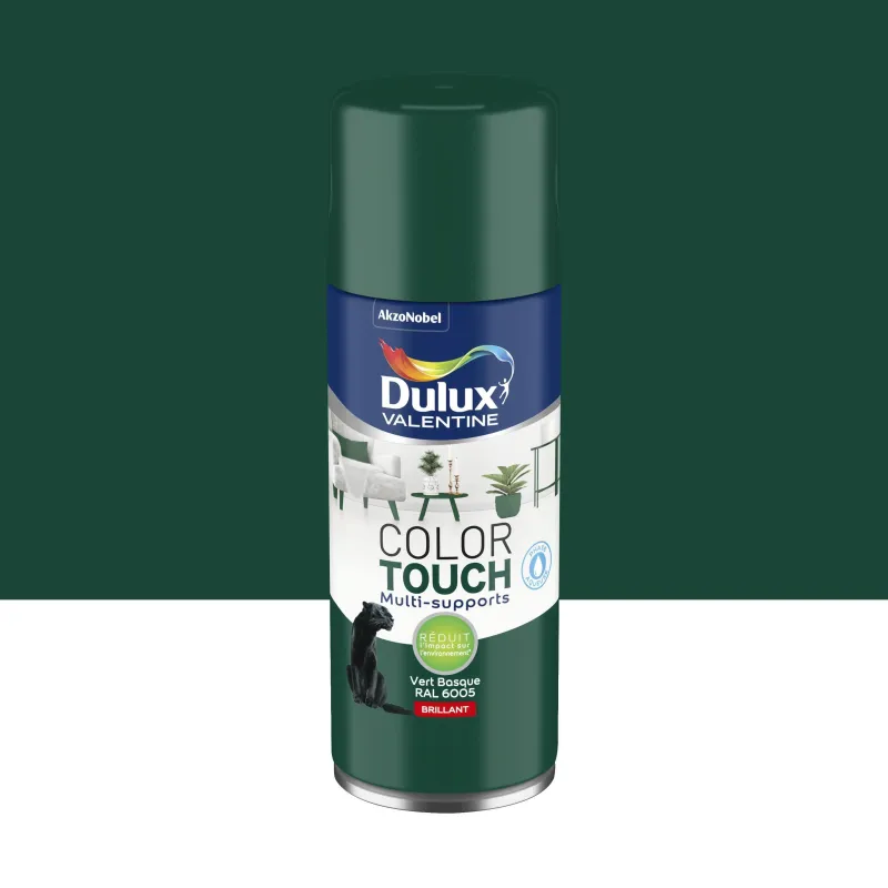 DULUX VALENTINE Peinture aérosol color touch brillant vert basque 400ml