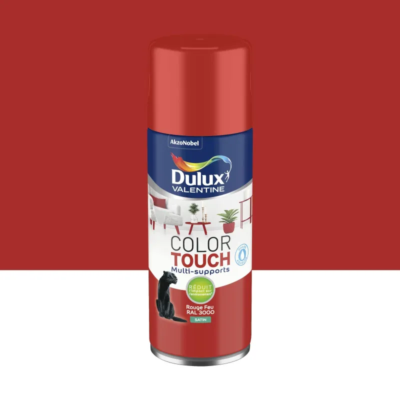 Outlet DULUX VALENTINE Peinture aérosol color touch satin rouge feu 400ml