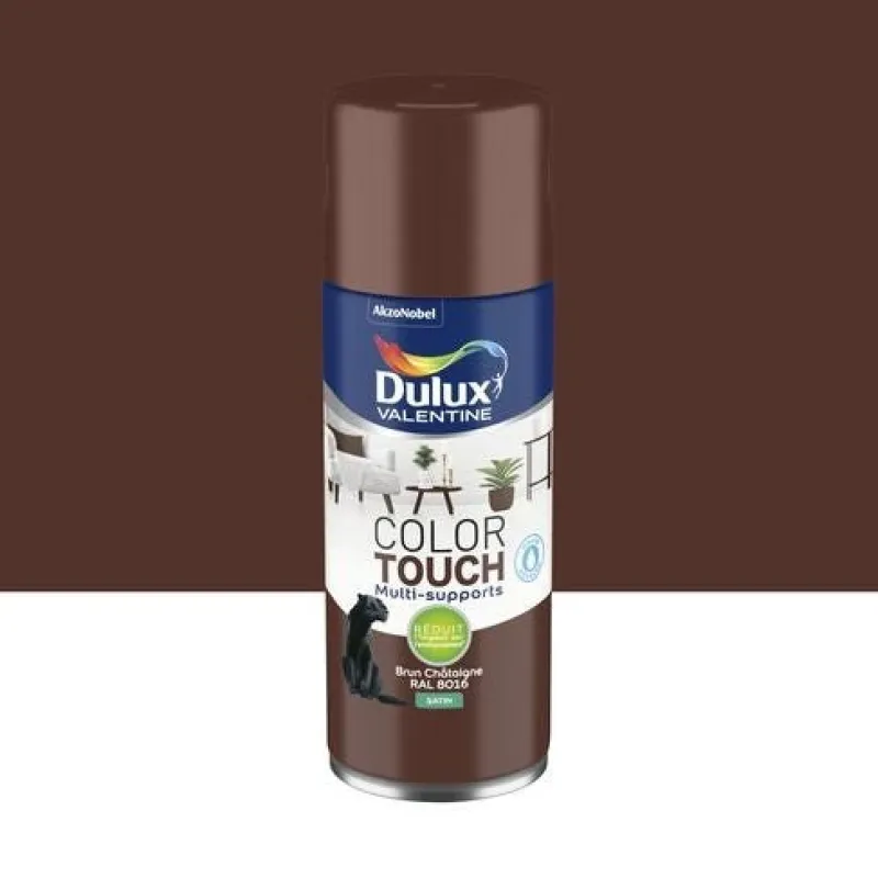 Discount DULUX VALENTINE Peinture aérosol Color Touch Satin Brun Châtaigne 400ml