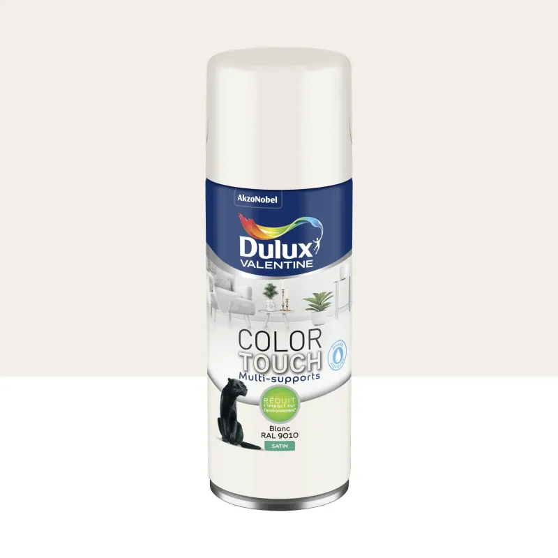 DULUX VALENTINE Peinture aérosol color touch satin blanc 400ml