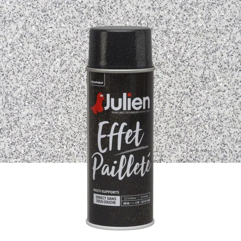 JULIEN Peinture aérosol effet pailleté 400 ml argent