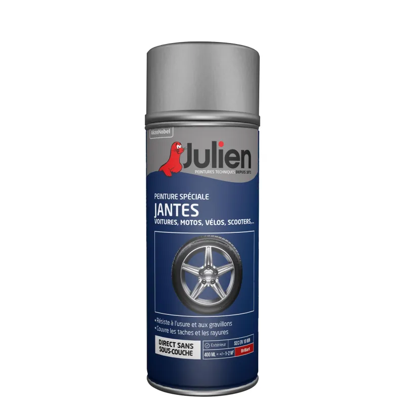 Best JULIEN Peinture Aérosol Spéciale Jantes Brillant Gris 400 ml