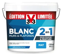 V33 Peinture blanc mat 2 en 1 sous-couche/peinture 10L
