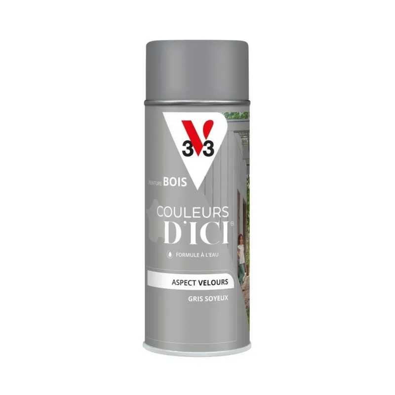 Sale V33 Peinture bois aérosol couleurs d'ici gris soyeux 400ml
