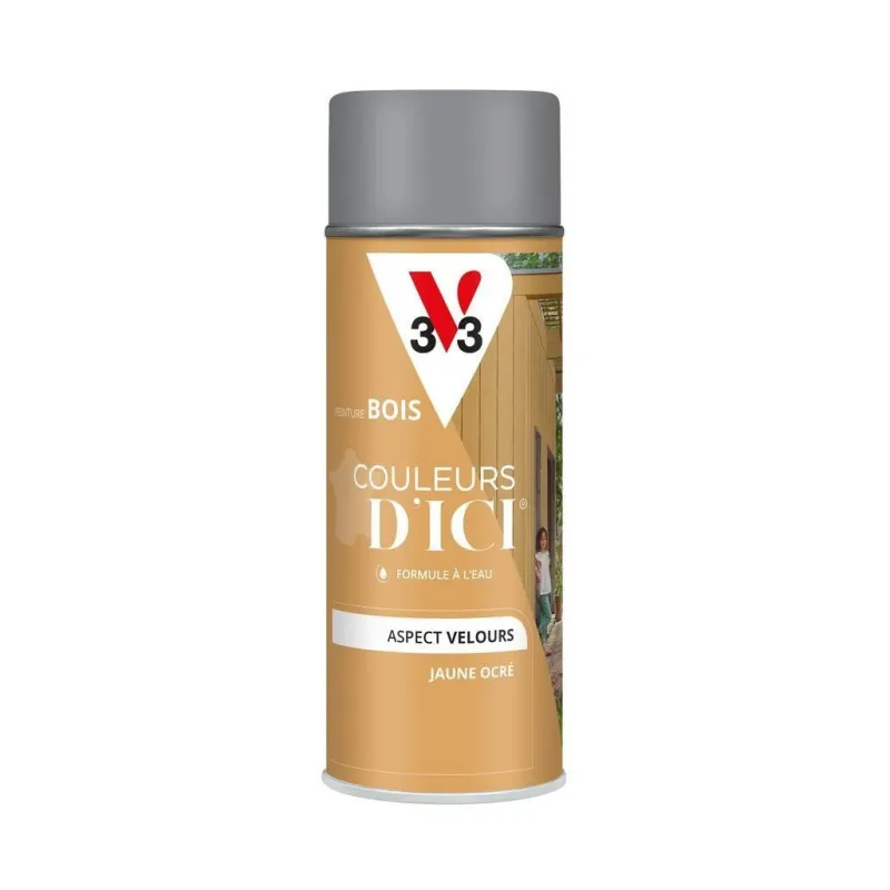 New V33 Peinture bois aérosol couleurs d'ici jaune ocré 400ml