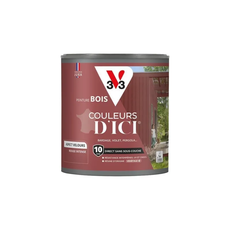 Best V33 Peinture bois extérieur couleurs d'ici rouge intense 0,5L