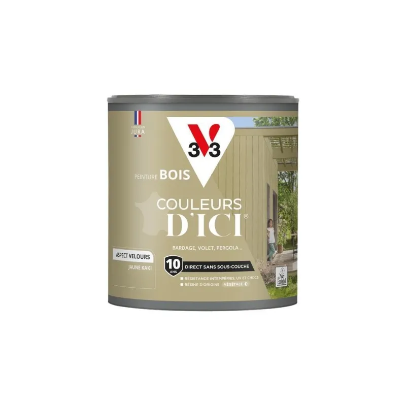 Clearance V33 Peinture bois extérieur couleurs d'ici jaune kaki 0,5L