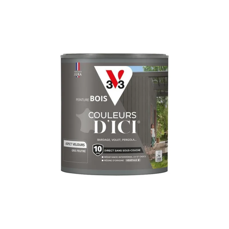 Best V33 Peinture bois extérieur couleurs d'ici gris feutré 0,5L