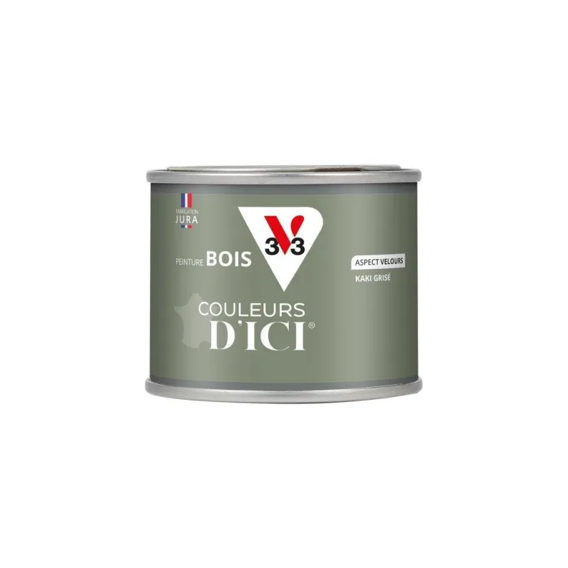 Clearance V33 Peinture bois extérieur couleurs d'ici kaki grisé 125ml