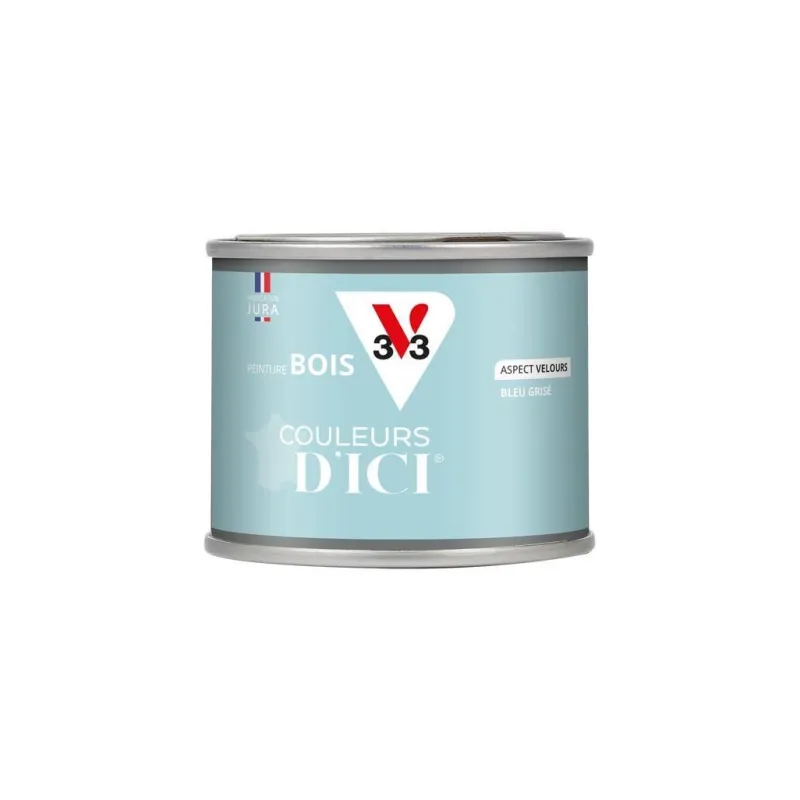 Discount V33 Peinture bois extérieur couleurs d'ici bleu grisé 125ml
