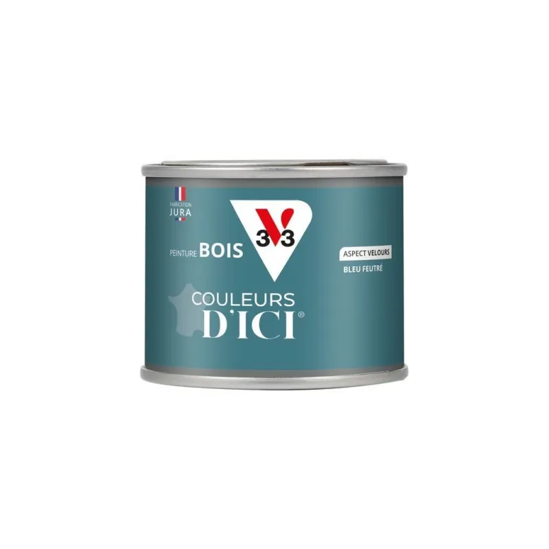 Discount V33 Peinture bois extérieur couleurs d'ici bleu feutré 125ml
