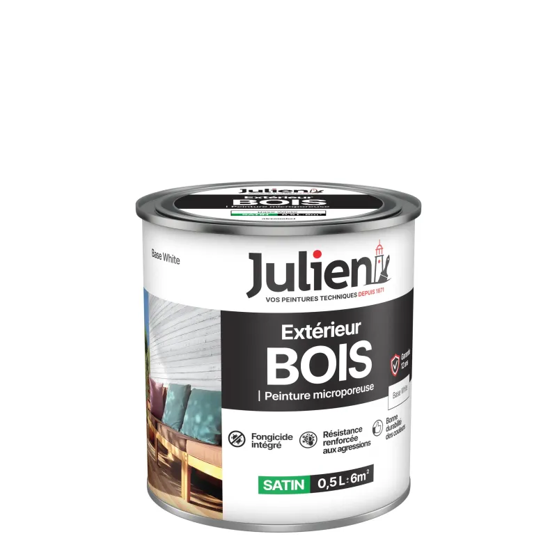Online JULIEN Peinture bois extérieur satin base white 0,5 L