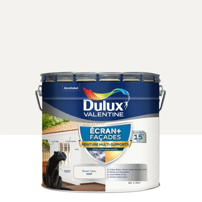 New DULUX VALENTINE Peinture Écran+ Façades multi-supports mat base clear 10L