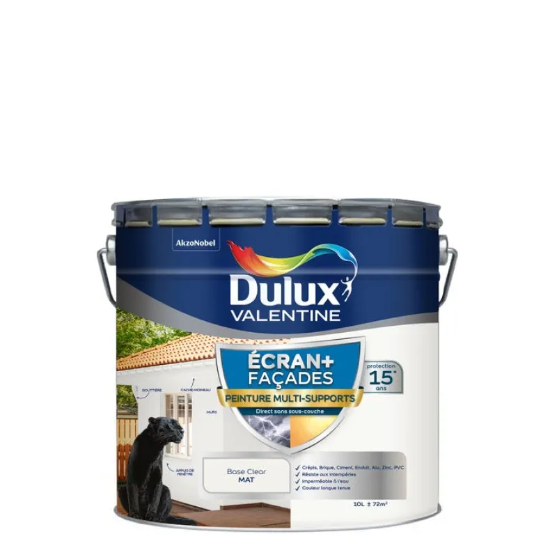 New DULUX VALENTINE Peinture Écran+ Façades multi-supports mat base clear 10L