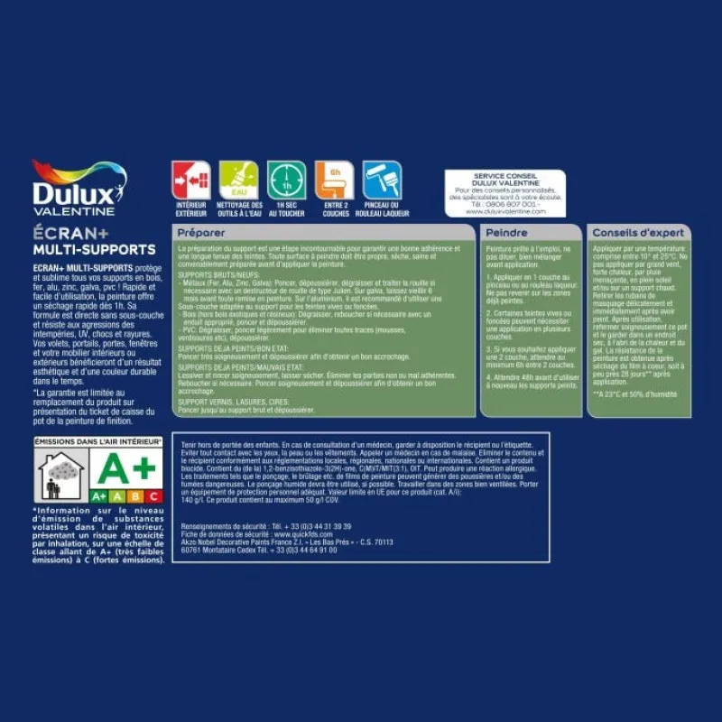 Best DULUX VALENTINE Peinture écran + multi-supports extérieur Satin Basque 2L