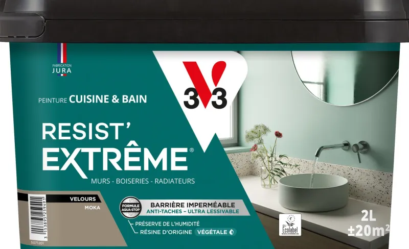 Outlet V33 Peinture cuisine et bain Resist Extrême Moka Velours 2L