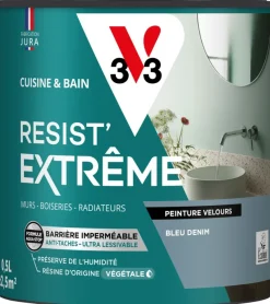 New V33 Peinture cuisine et bain Resist Extrême Bleu denim Vel 0,5L
