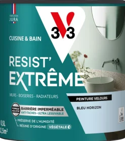 New V33 Peinture cuisine et bain Resist Extrême Bleu horiz. Vel 0,5L