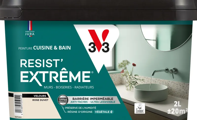 Discount V33 Peinture cuisine et bain Resist Extrême Rose duvet Vel 2L