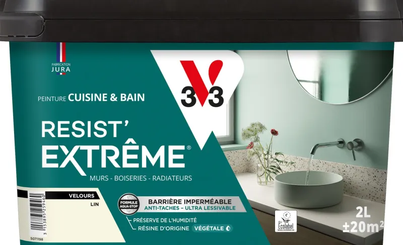 Sale V33 Peinture cuisine et bain Resist Extrême Lin Velours 2L
