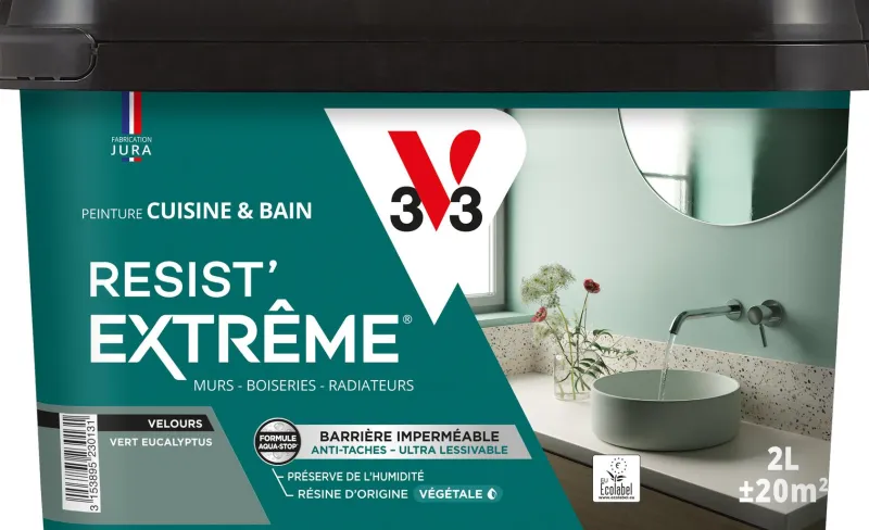 Sale V33 Peinture cuisine et bain Resist Extrême Eucalyptus Vel 2L