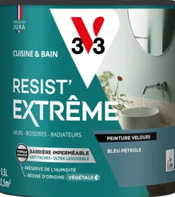 Outlet V33 Peinture cuisine et bain Resist Extrême Bleu pétr. Vel 0,5L