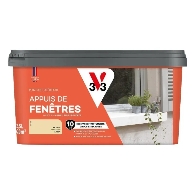 Outlet V33 Peinture extérieure appui de fenêtres ton pierre 2,5L