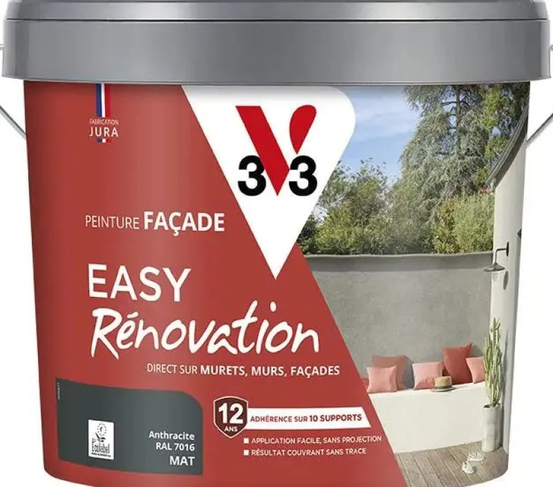 Online V33 Peinture Façade Easy Rénovation anthracite Mat 10L