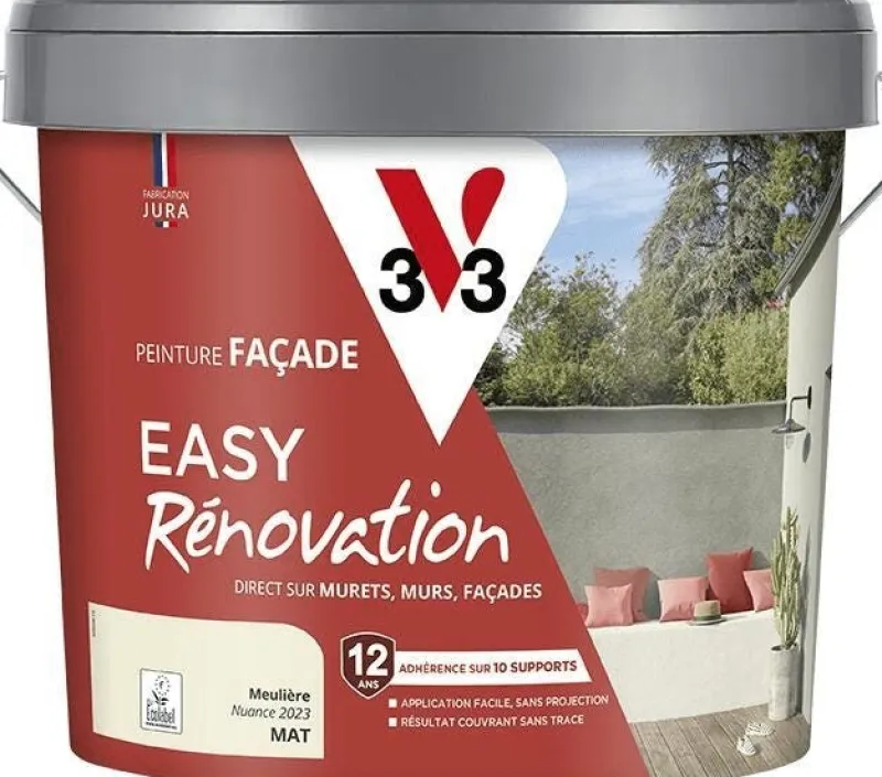 Clearance V33 Peinture Façade Easy Rénovation meulière Mat 10L