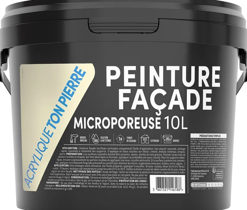 Online Peinture façade microporeuse acrylique ton pierre mat 10L