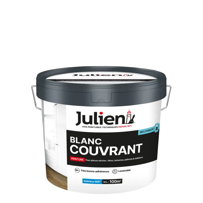 Sale JULIEN Peinture intérieure Blanc Couvrant mat base white 10L