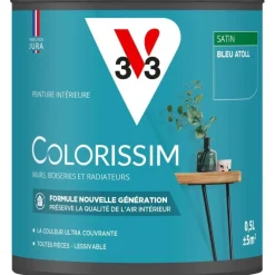 Clearance V33 Peinture intérieure Colorissim satin bleu atoll satin 0,5L