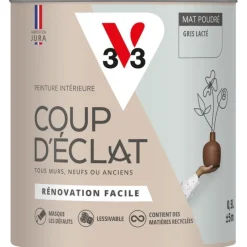 Clearance V33 Peinture intérieure Coup d'éclat gris lacté poudré 0,5L