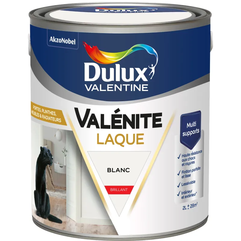 Discount DULUX VALENTINE Peinture laque acrylique Valénite Blanc Brill 2L