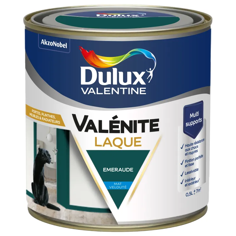 DULUX VALENTINE Peinture laque acrylique Valénite Emeraude Mat 0,5L