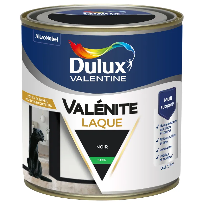 Hot DULUX VALENTINE Peinture laque acrylique Valénite Noir Satin 0,5L