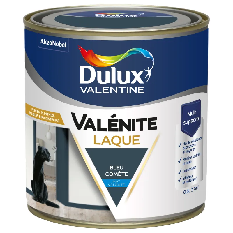 New DULUX VALENTINE Peinture laque acrylique Valénite Bleu Comète Mat 0,5L