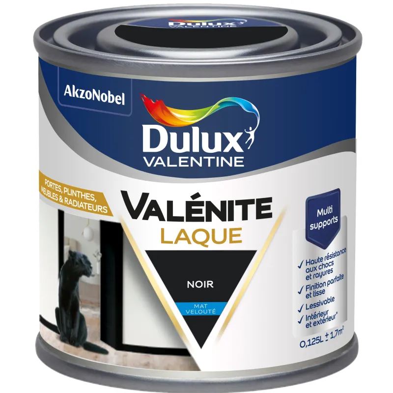 New DULUX VALENTINE Peinture laque acrylique Valénite Noir Mat 125ml