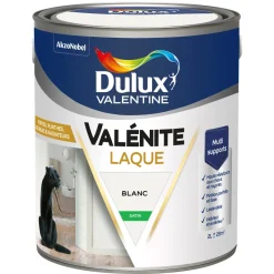 Clearance DULUX VALENTINE Peinture laque acrylique Valénite Blanc Satin 2L