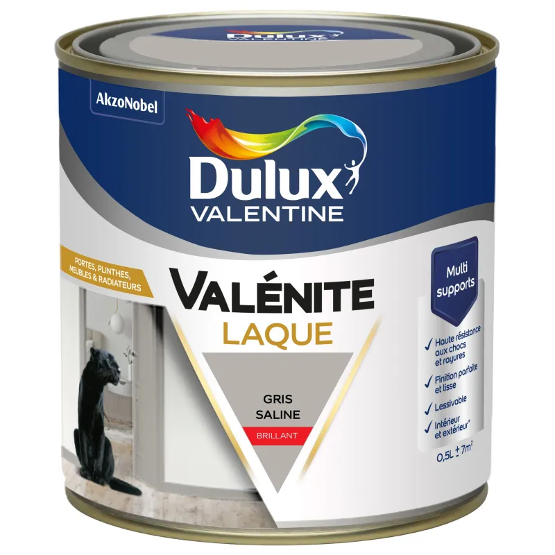Clearance DULUX VALENTINE Peinture laque acrylique Valénite Gris Saline Brill 0,5L