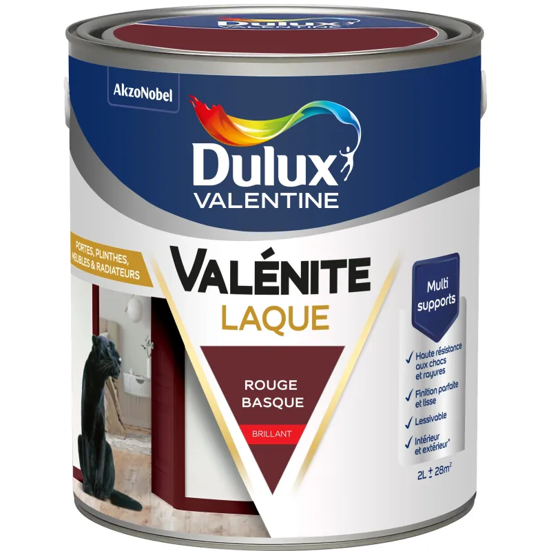 Hot DULUX VALENTINE Peinture laque acrylique Valénite Rouge Basque Brill 2L