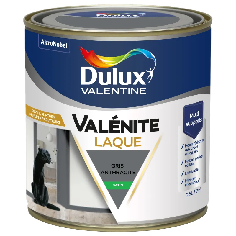 Online DULUX VALENTINE Peinture laque acrylique Valénite Gris Anth Satin 0,5L