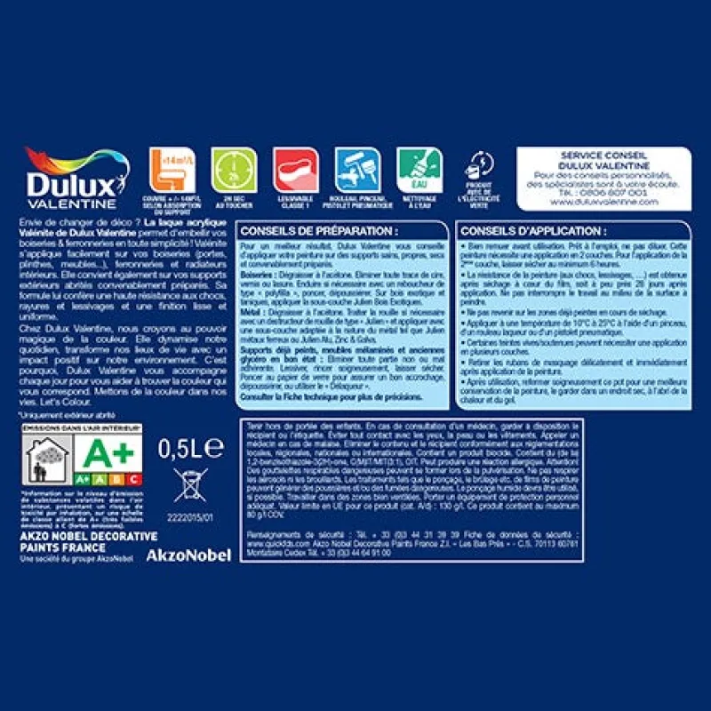 Online DULUX VALENTINE Peinture laque acrylique Valénite Gris Anth Satin 0,5L