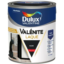 Clearance DULUX VALENTINE Peinture laque acrylique Valénite Noir Brillant 2L