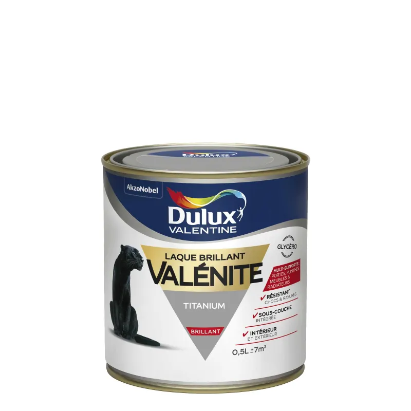 DULUX VALENTINE Peinture laque Valénite brillant Titanium 0,5 L