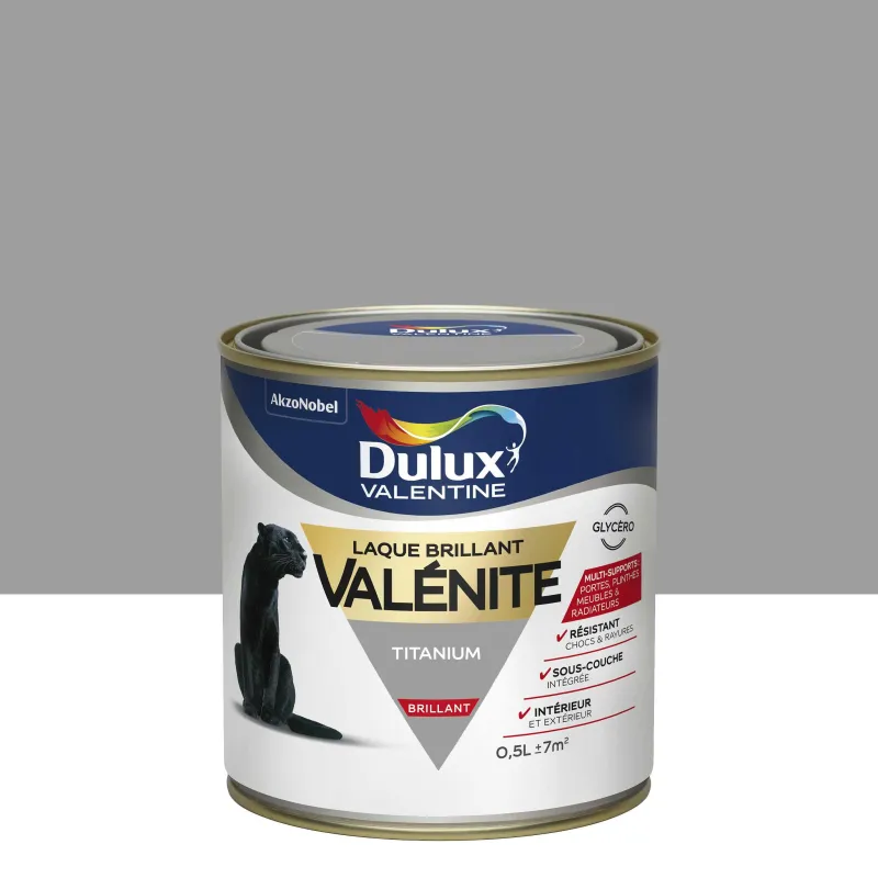 DULUX VALENTINE Peinture laque Valénite brillant Titanium 0,5 L