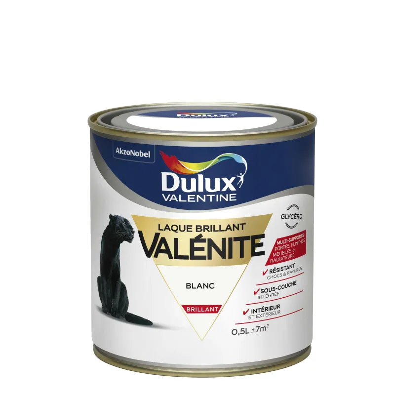 Sale DULUX VALENTINE Peinture laque Valénite brillant blanc 0,5 L