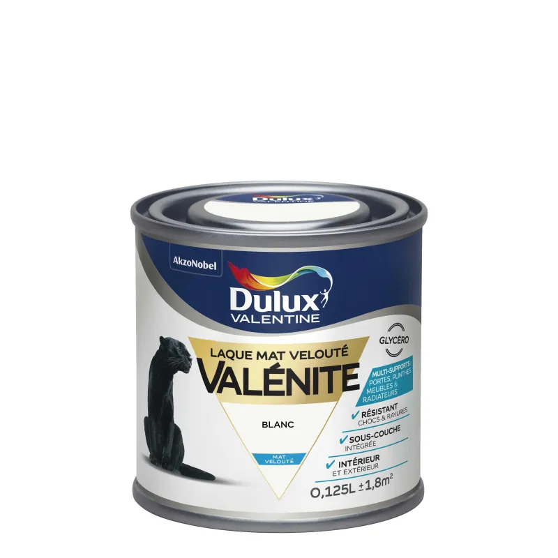Sale DULUX VALENTINE Peinture laque Valénite mat blanc 0,125 L